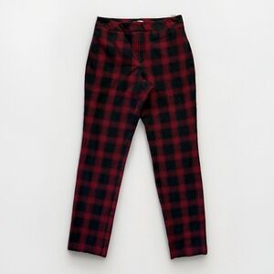 J Jill Pants Women Size 4 Red Bi Stretch‎ Dress Plaid Office Holiday Academia
